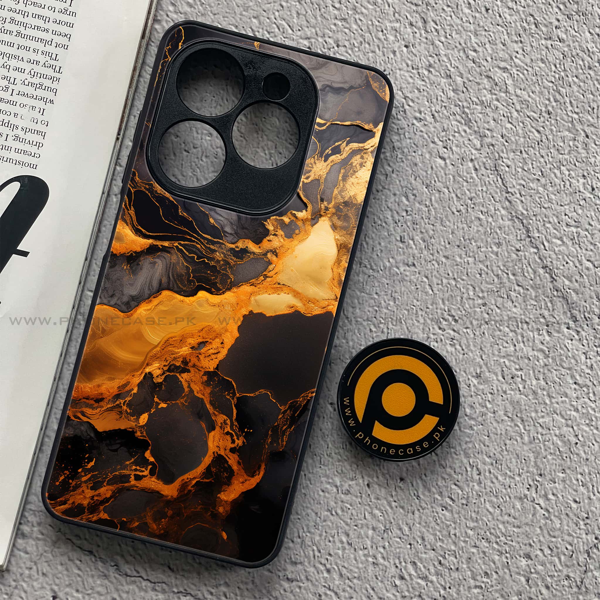 Tecno Spark 20C - Liquid Marble 2.0 Series - Premium Printed Glass soft Bumper shock Proof Case
