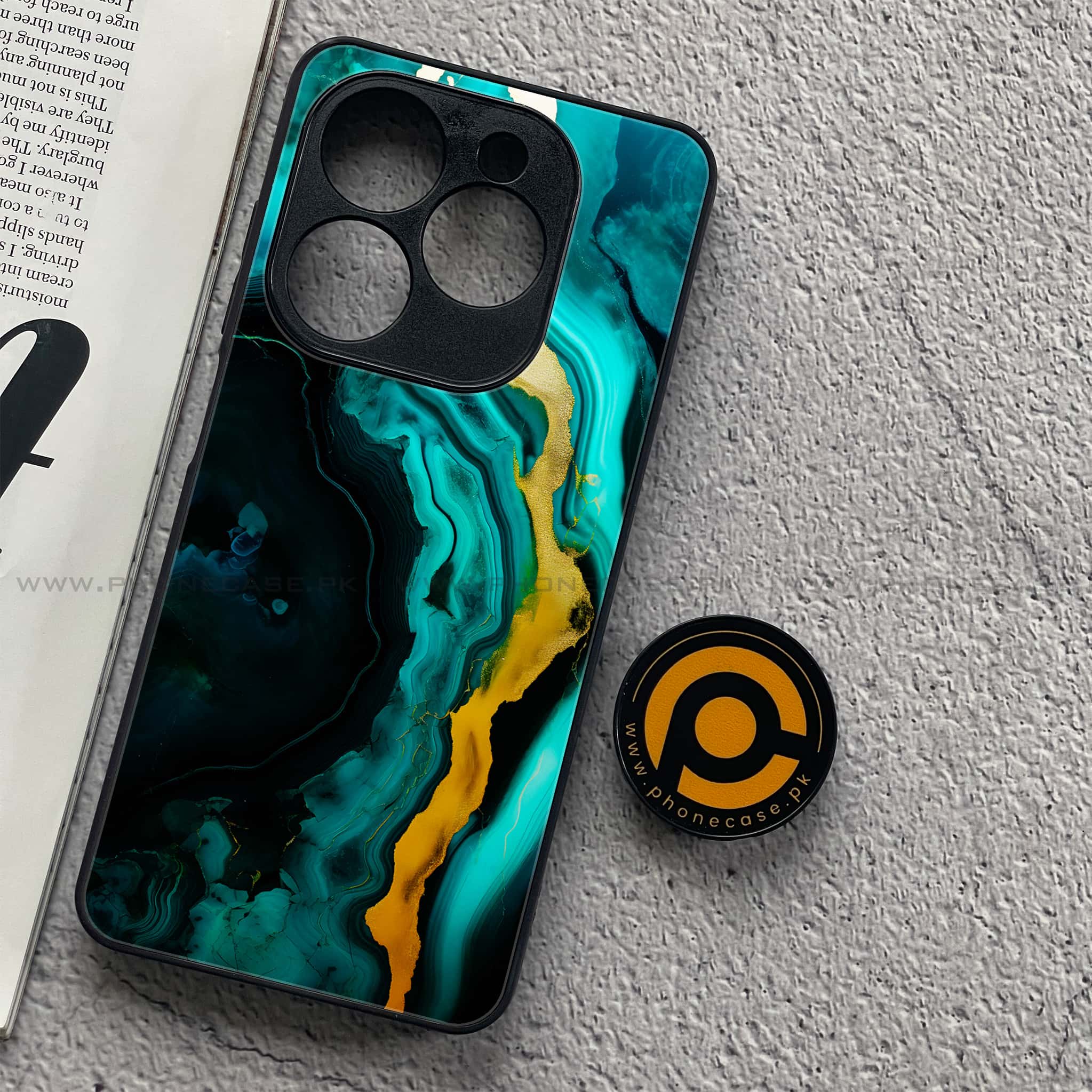 Tecno Spark 20C - Liquid Marble 2.0 Series - Premium Printed Glass soft Bumper shock Proof Case