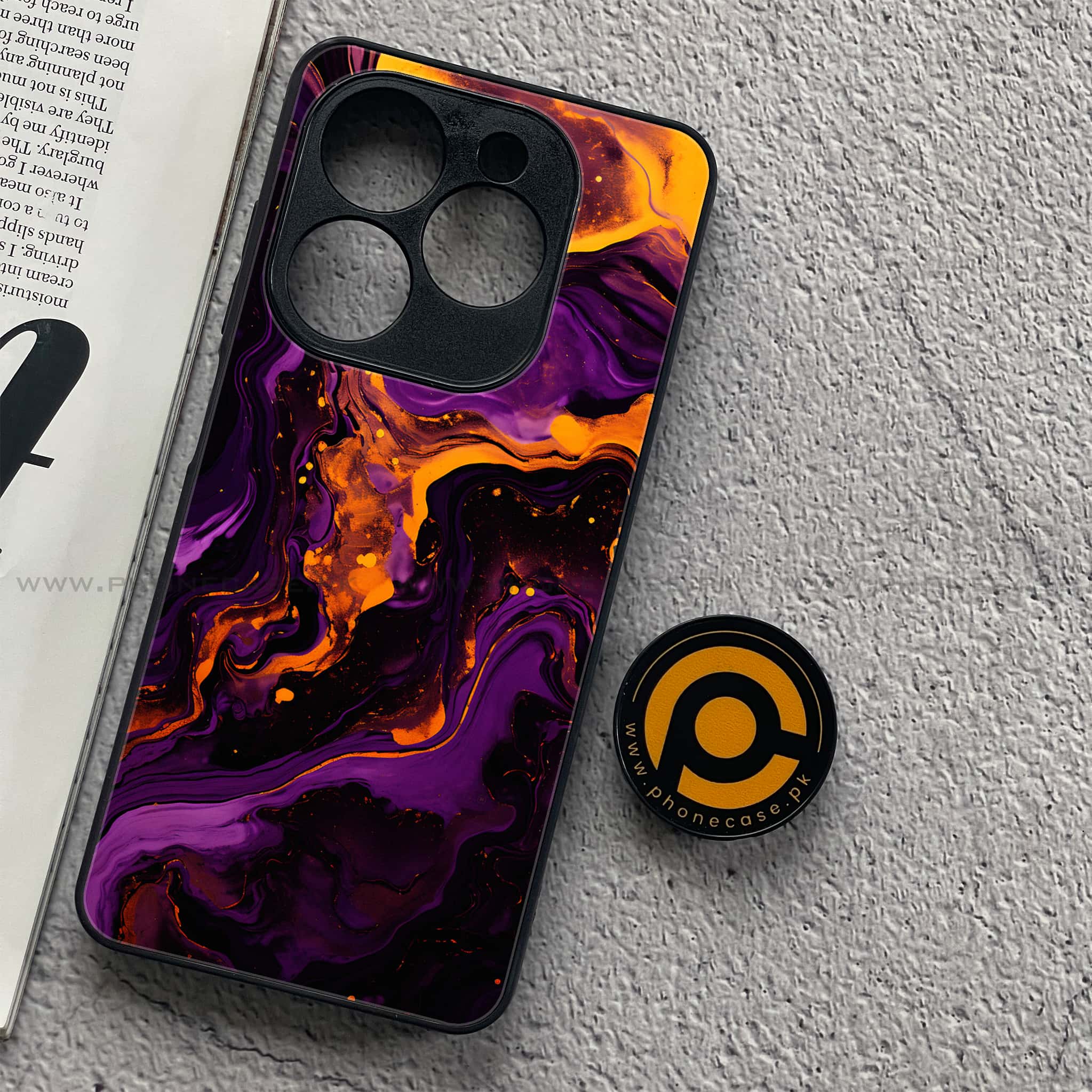 Tecno Spark 20C - Liquid Marble 2.0 Series - Premium Printed Glass soft Bumper shock Proof Case