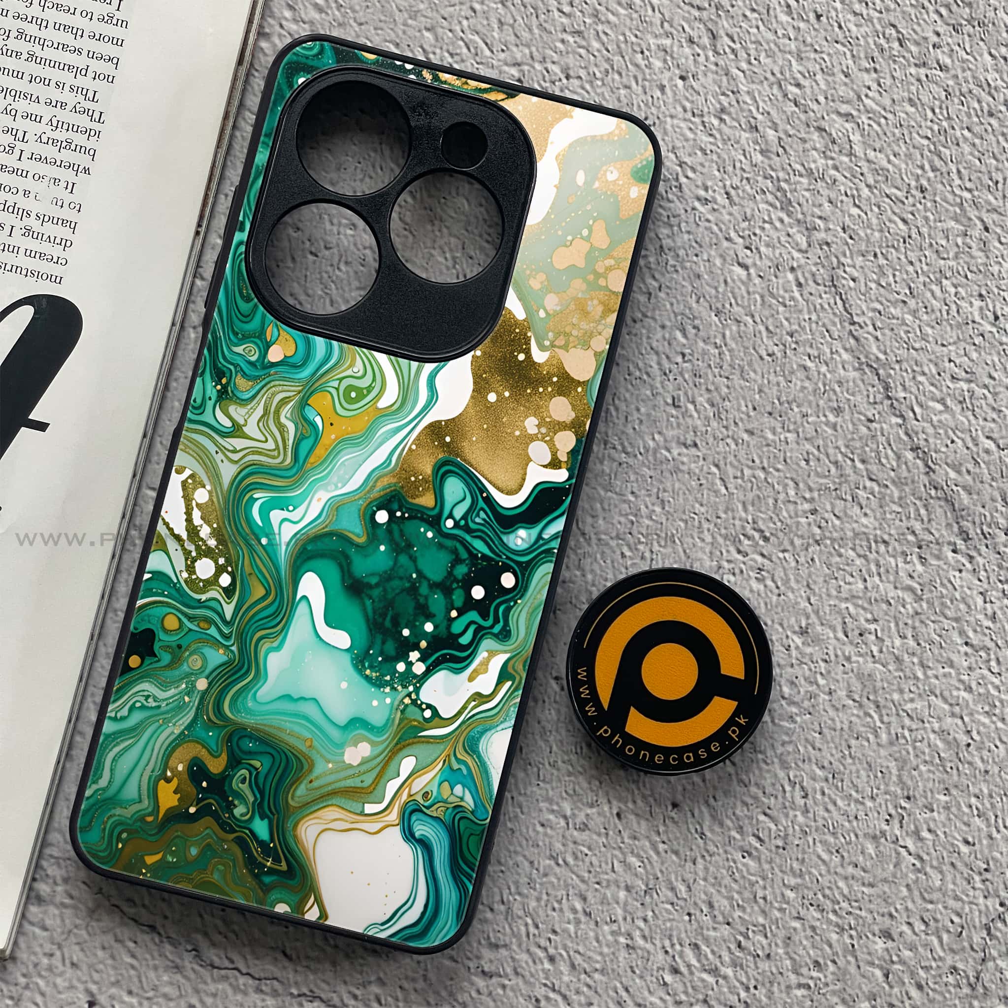 Tecno Spark 20C - Liquid Marble 2.0 Series - Premium Printed Glass soft Bumper shock Proof Case