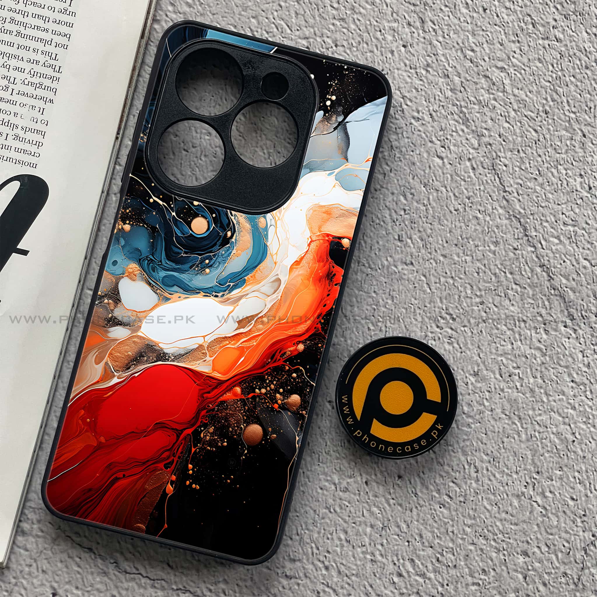 Tecno Spark 20C - Liquid Marble 2.0 Series - Premium Printed Glass soft Bumper shock Proof Case