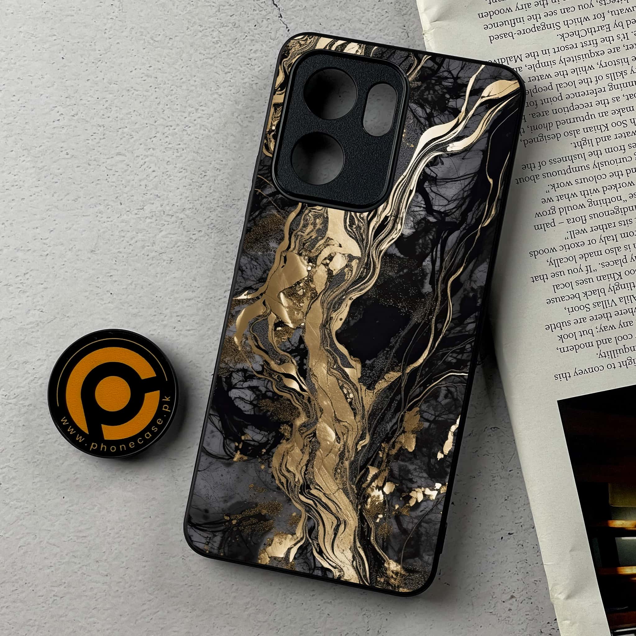 Oppo Reno 13F - Liquid Marble Series - Premium Metal Printed Soft Bumper Shockproof Case