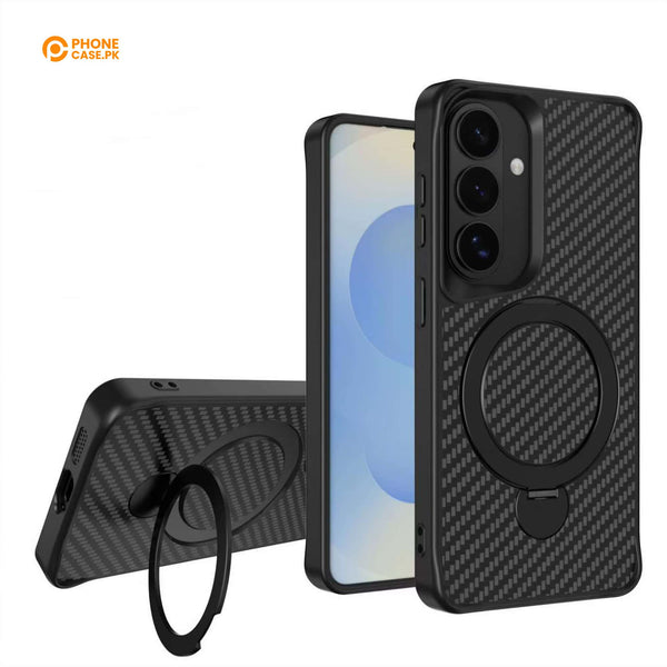 Samsung Galaxy S26 Plus - Platinum MagLuxe Magnetic Case with 360° Rotating Ring Stand