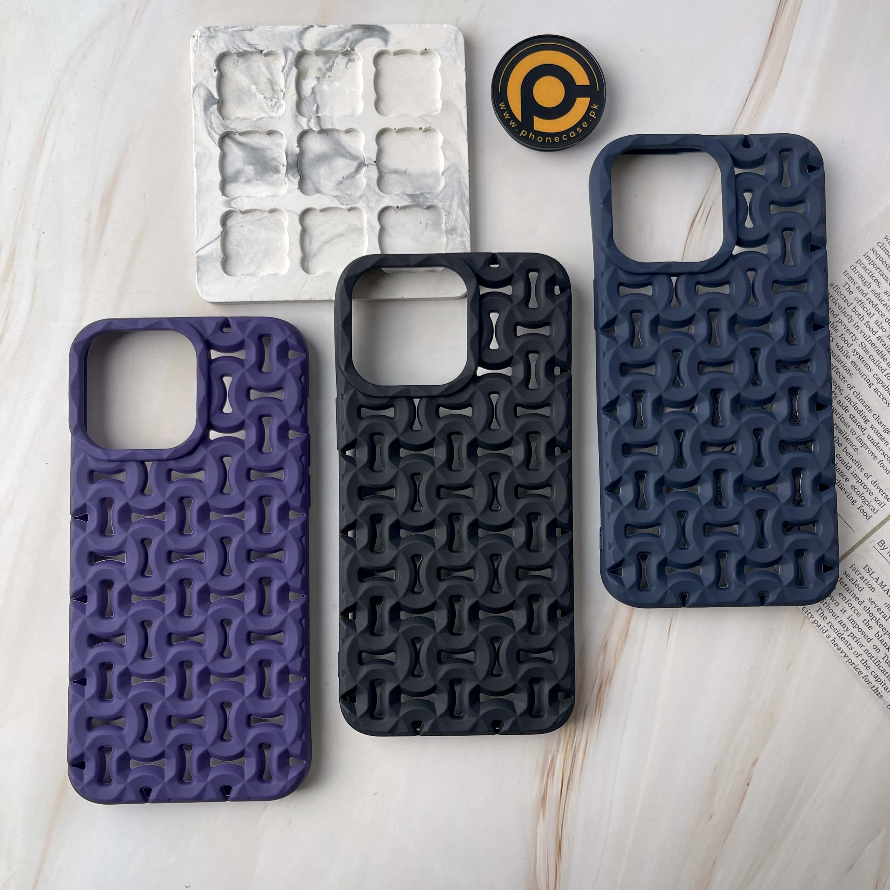 iPhone 14 Pro Cross Cut Pattren Silicon Case