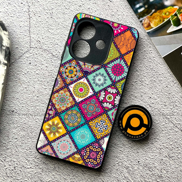 Oppo A3x - Mandala Art Design - Premium Printed Glass soft Bumper shock Proof Case