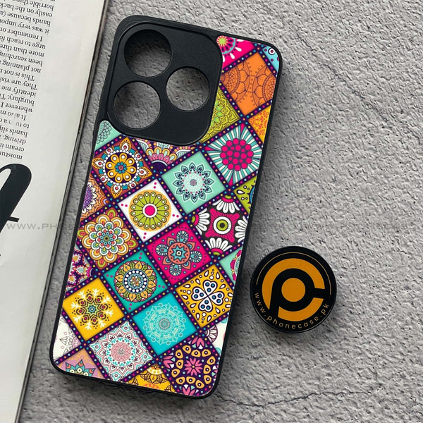 Tecno Spark 10C - Mandala Art Design - Premium Printed Glass soft Bumper shock Proof Case CS-44675