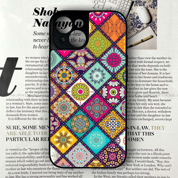 iPhone 15 - Mandala Art Design - Premium Printed Glass soft Bumper Shock Proof Case