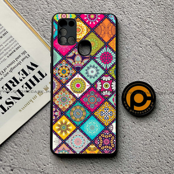 Samsung Galaxy A21s - Mandala Art Design - Premium Printed Glass soft Bumper Shock Proof Case