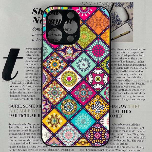 iPhone 16 Pro Max - Mandala Art Design - Premium Printed Glass soft Bumper shock Proof Case