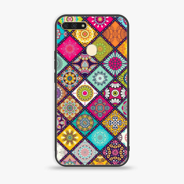 Honor 7A - Mandala Art Design - Premium Printed Glass soft Bumper Shock Proof Case