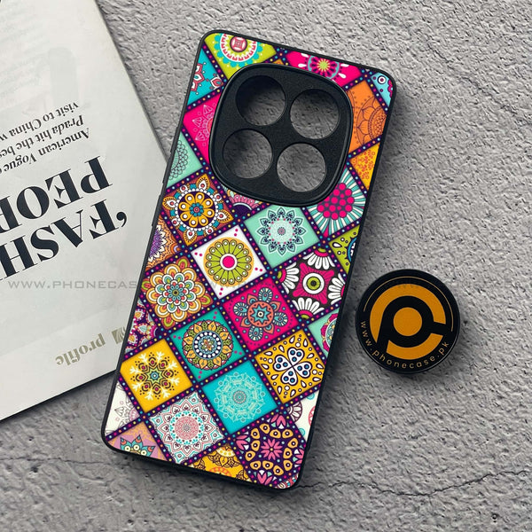 Redmi Note 14 Pro - Mandala Art Design - Premium Printed Glass soft Bumper Shock Proof Case