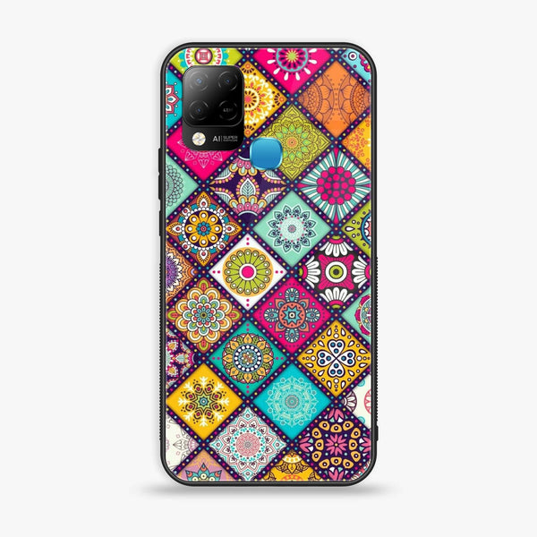 Infinix Hot 10s  Mandala Art Design  Premium Printed Glass soft Bumper Shock Proof Case