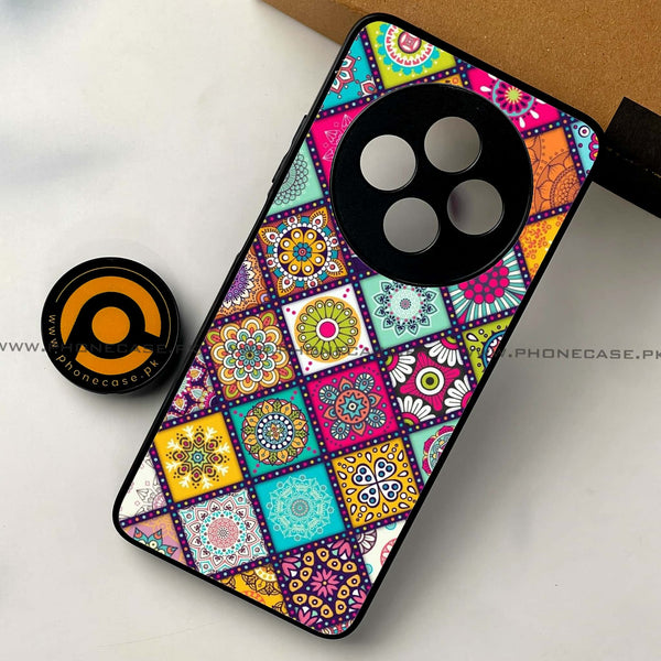 Oppo Reno 12F 4G - Mandala Art Design - Premium Printed Glass soft Bumper shock Proof Case  CS-19394