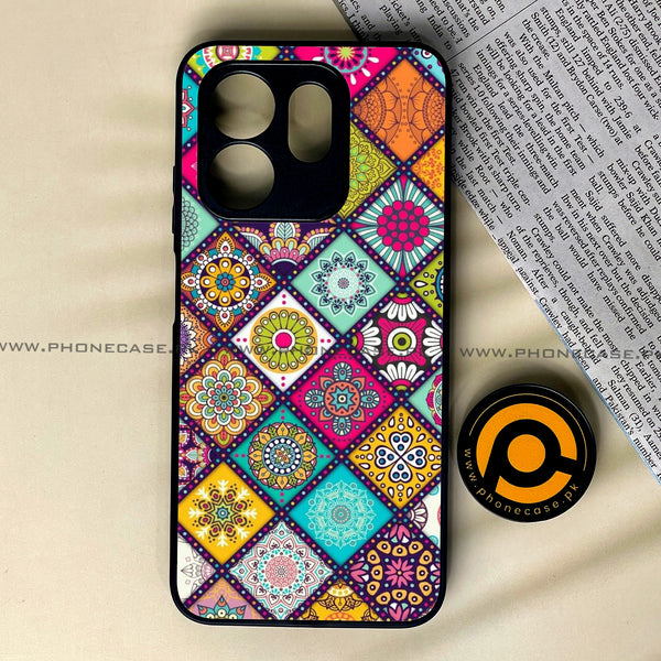 Infinix Hot 50i - Mandala Art Design - Premium Printed Glass soft Bumper Shock Proof Case