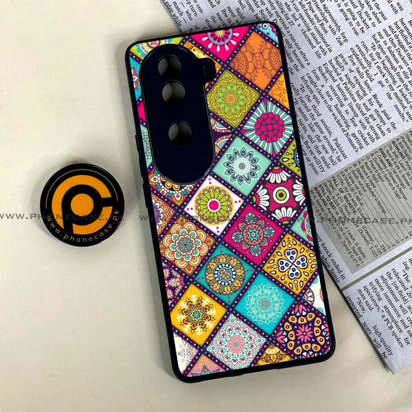 Vivo V40e - Mandala Art Design - Premium Printed Glass soft Bumper shock Proof Case