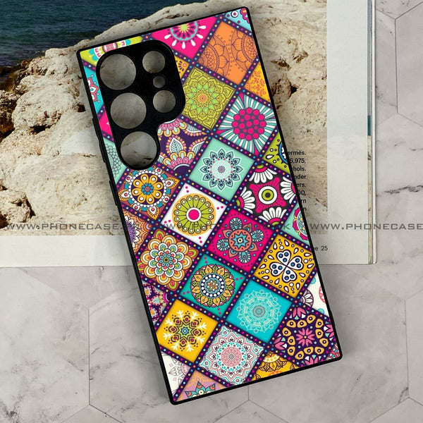 Samsung Galaxy S24 Ultra - Mandala Art Design - Premium Printed Glass soft Bumper Shock Proof Case