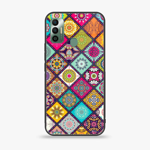 Tecno Spark 7 - Mandala Art Design - Premium Printed Glass soft Bumper Shock Proof Case