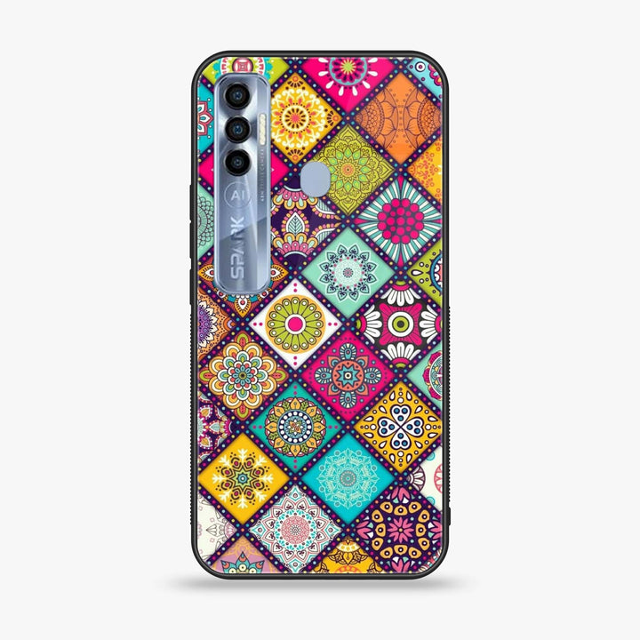 Tecno Spark 7 Pro - Mandala Art Design - Premium Printed Glass soft Bumper Shock Proof Case