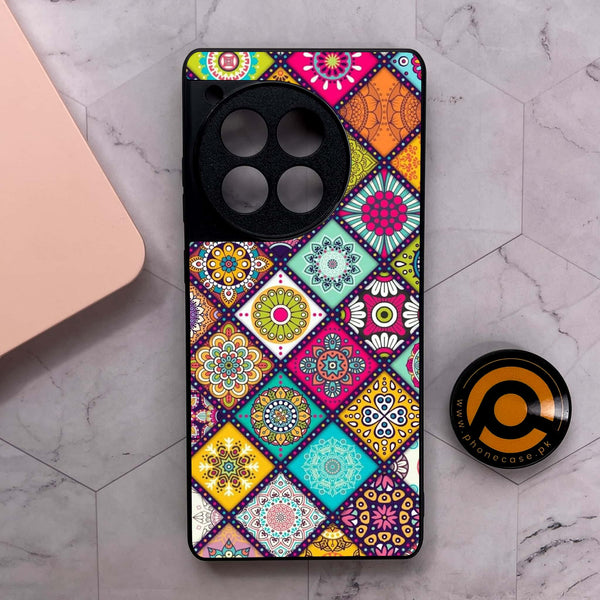 OnePlus 12R - Mandala Art Design - Premium Metal Printed soft Bumper shock Proof Case