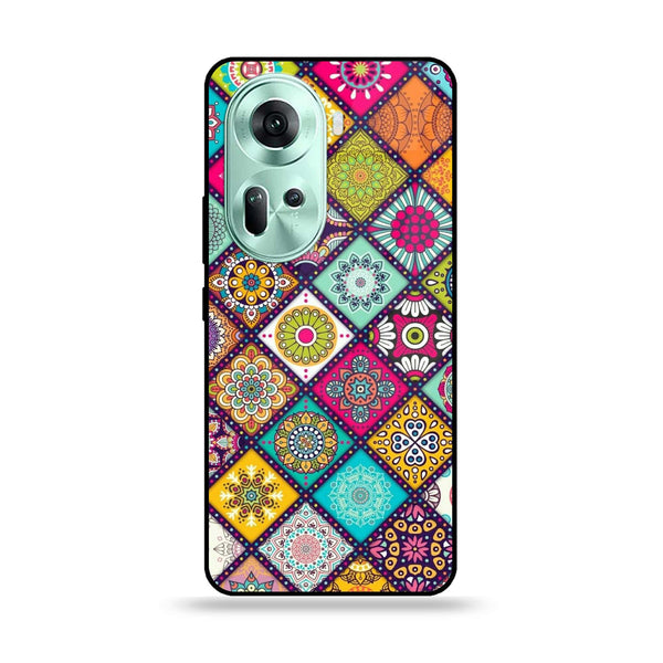 Oppo Reno 11 5G - Mandala Art Design -  Premium Printed Metal soft Bumper shock Proof Case