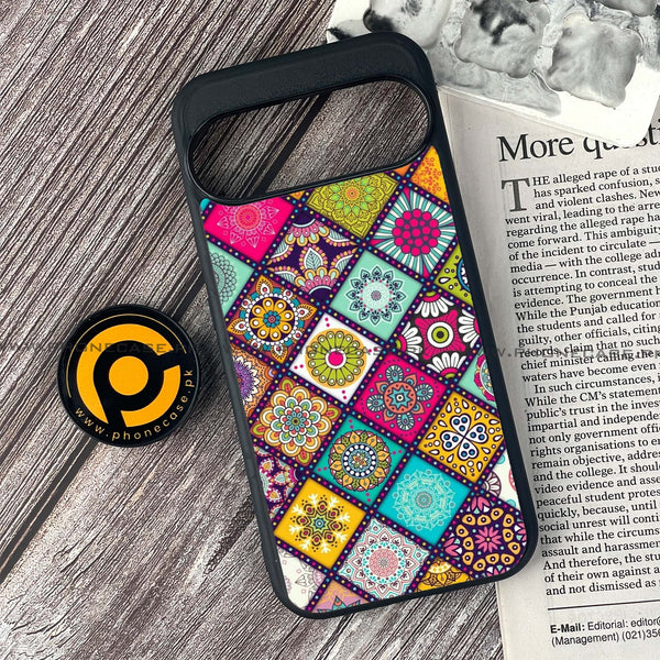 Google Pixel 9 - Mandala Art Design - Premium Printed Glass soft Bumper shock Proof Case