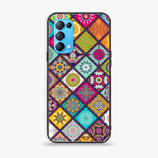OPPO Reno 5 4G/ 5G    - Mandala Art Design - Premium Printed Glass soft Bumper Shock Proof Case CS-24700