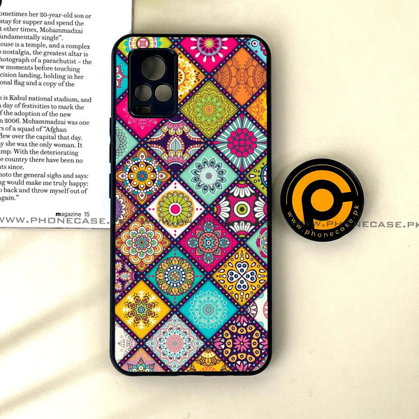 Vivo V20 - Mandala Art Design - Premium Printed Glass soft Bumper Shock Proof Case