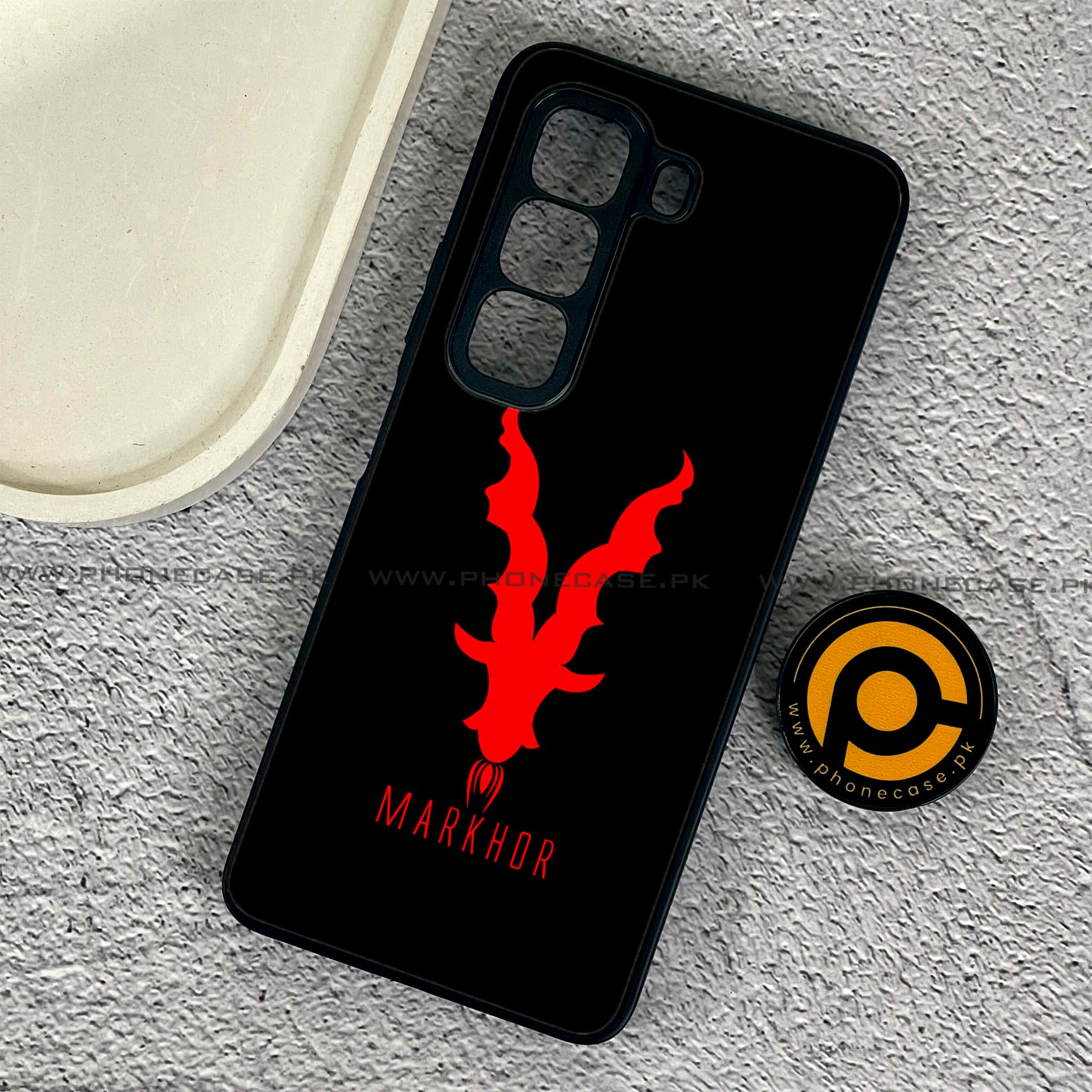 Infinix Hot 50 Pro - Markhor Series - Premium Printed Glass soft Bumper shock Proof Case