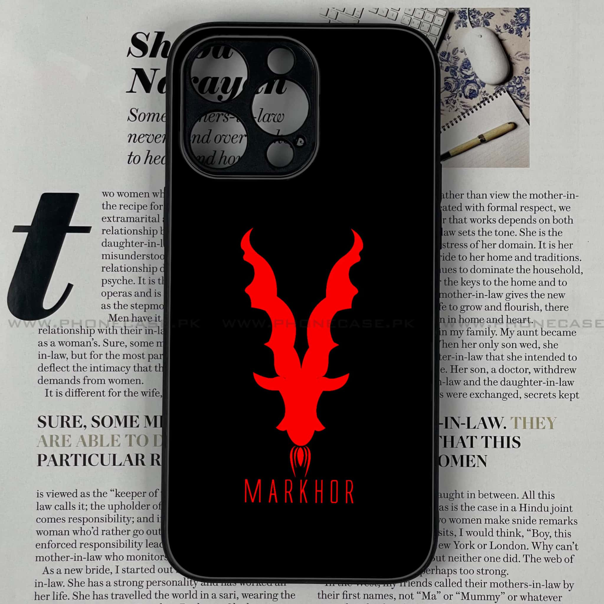 iPhone 15 Pro Max - Markhor Series - Premium Printed Glass soft Bumper shock Proof Case