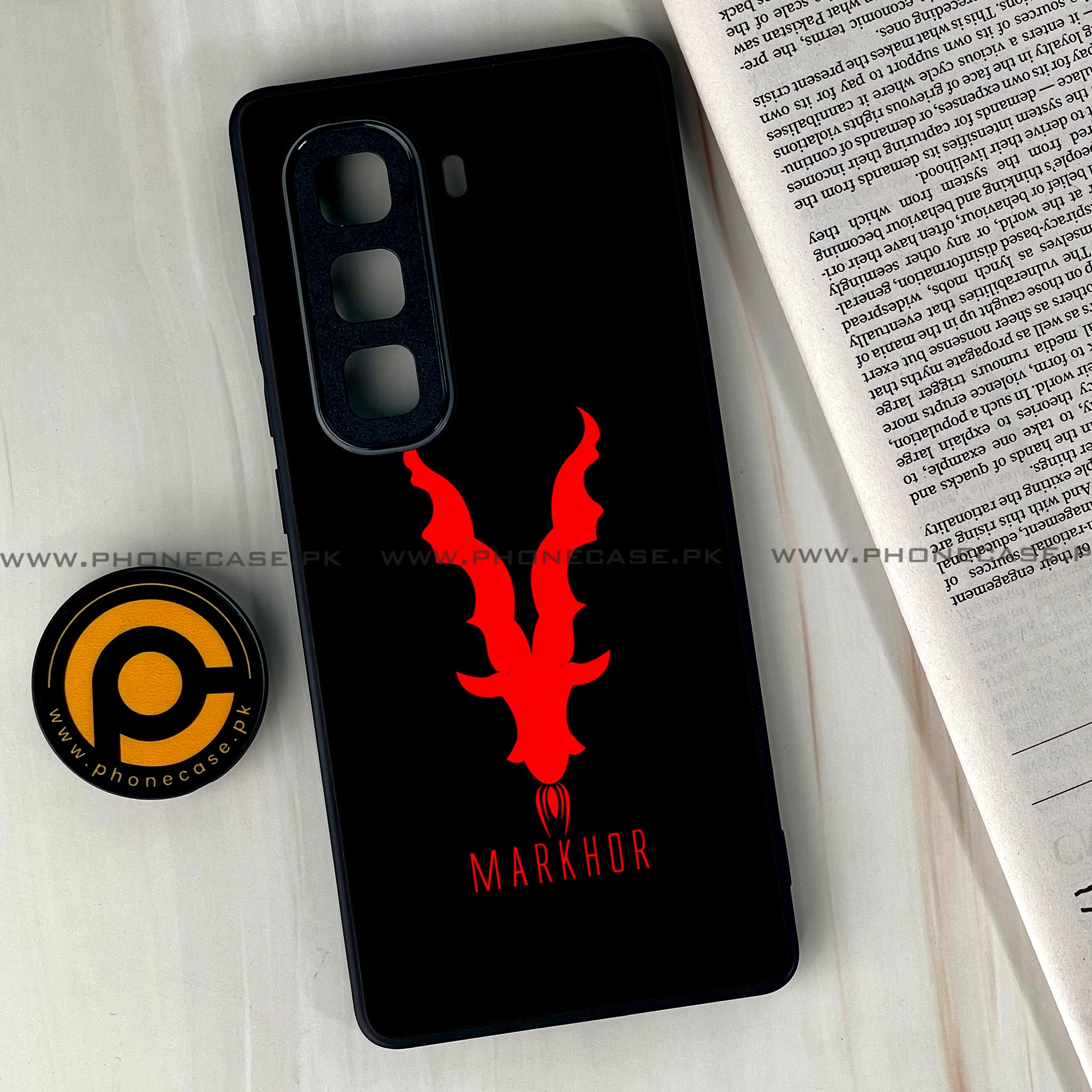 Infinix Hot 50 Pro Plus - Markhor Series - Premium Printed Glass soft Bumper shock Proof Case