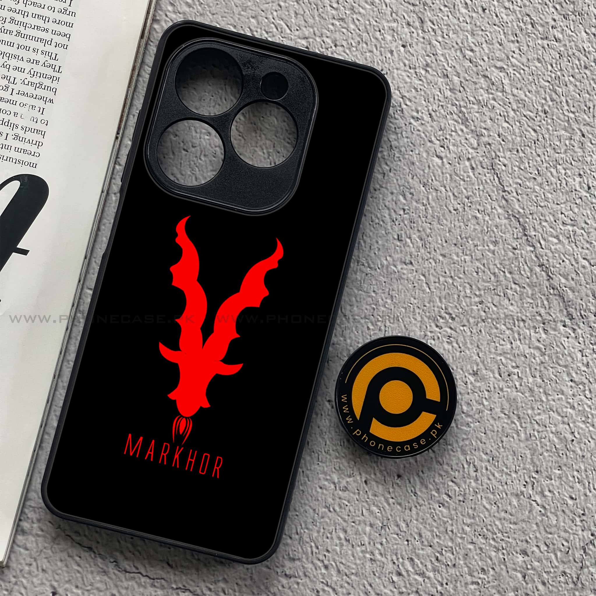 Tecno Spark 20C - Markhor Series - Premium Printed Glass soft Bumper shock Proof Case