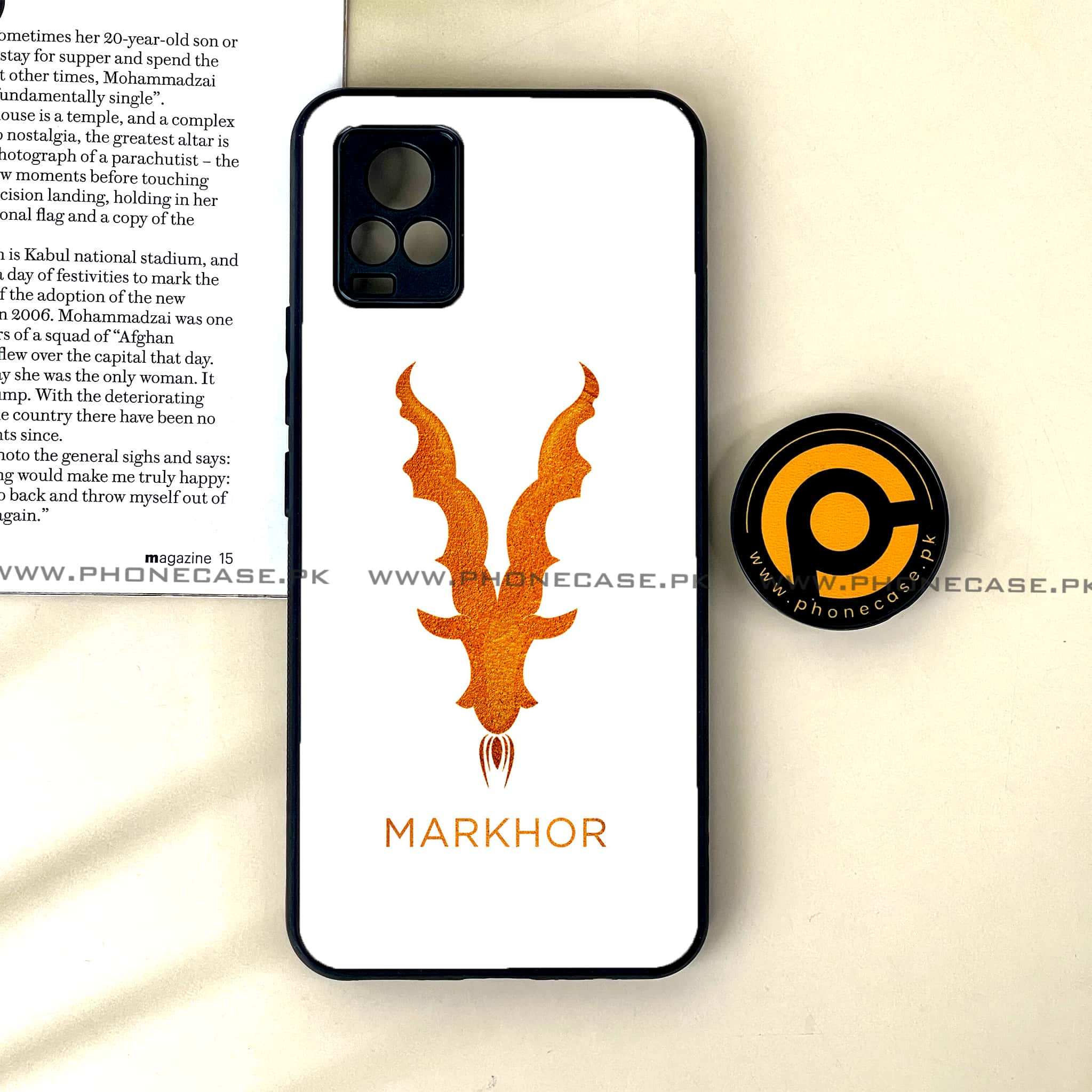 Vivo V20 - Markhor Series - Premium Printed Glass soft Bumper shock Proof Case