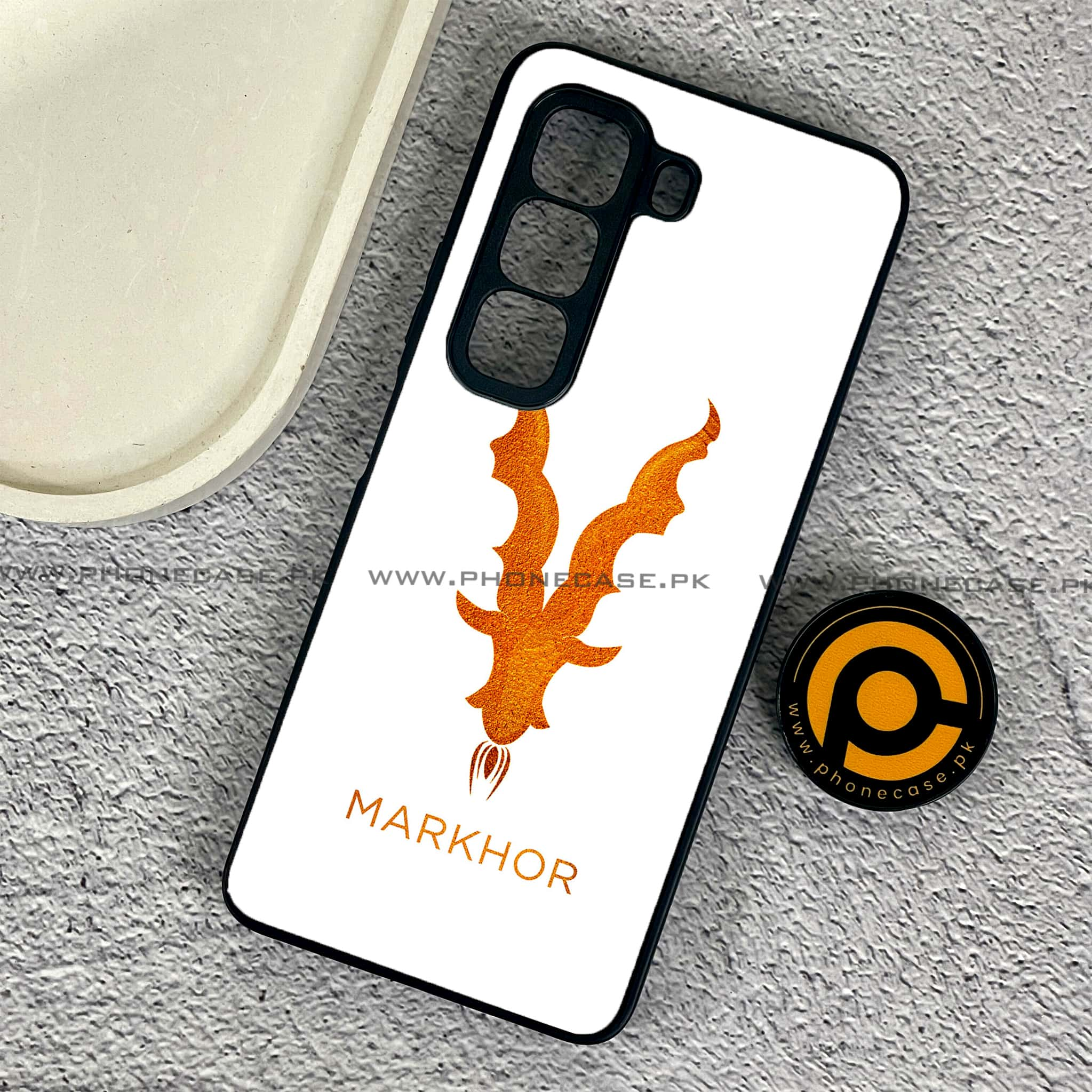 Infinix Hot 50 Pro - Markhor Series - Premium Printed Glass soft Bumper shock Proof Case