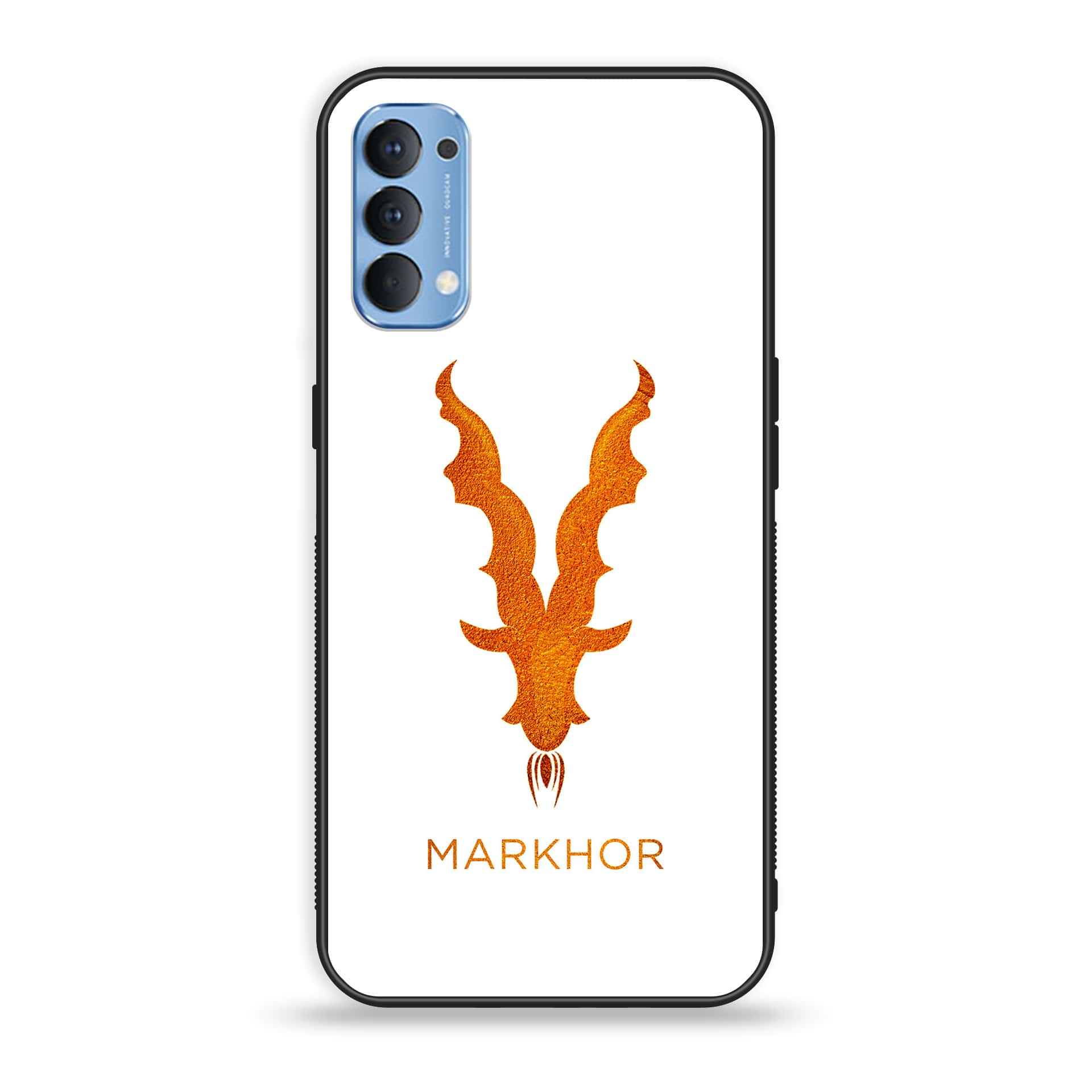 Oppo Reno 4 4G  Markhor Series  Premium Printed Glass soft Bumper shock Proof Case