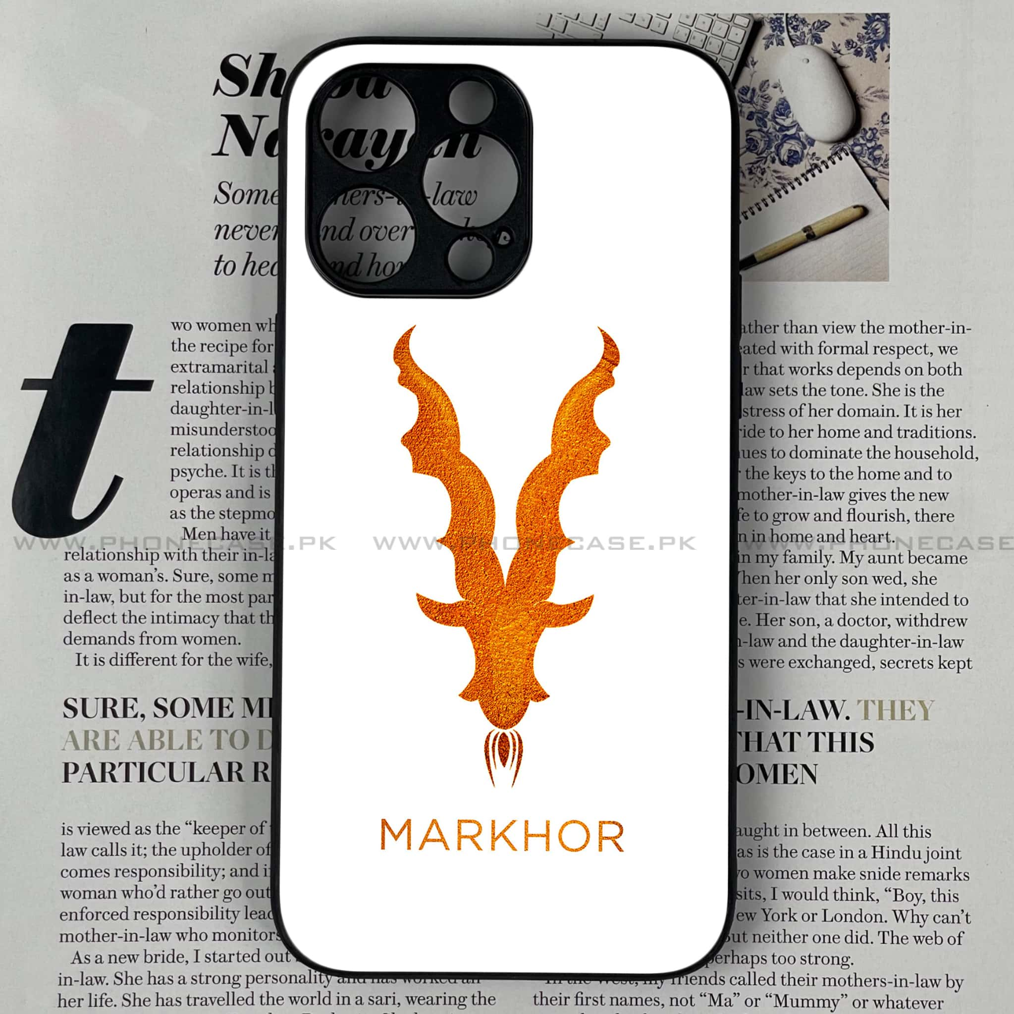 iPhone 15 Pro - Markhor Series - Premium Printed Glass soft Bumper shock Proof Case