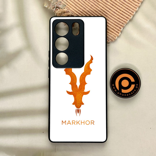 Vivo V29 - Markhor Design 2- Premium Printed Glass soft Bumper shock Proof Case CS-46781