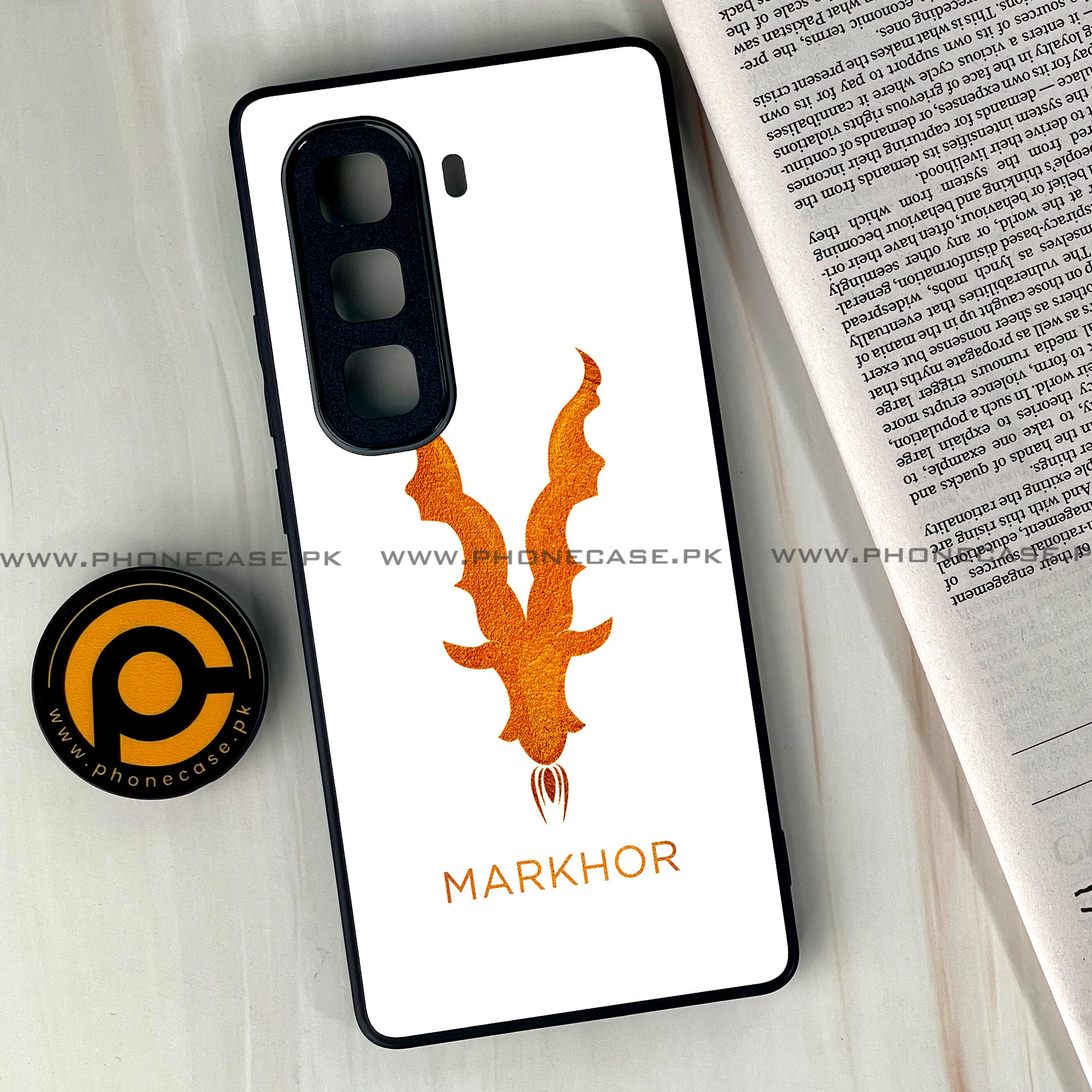 Infinix Hot 50 Pro Plus - Markhor Series - Premium Printed Glass soft Bumper shock Proof Case