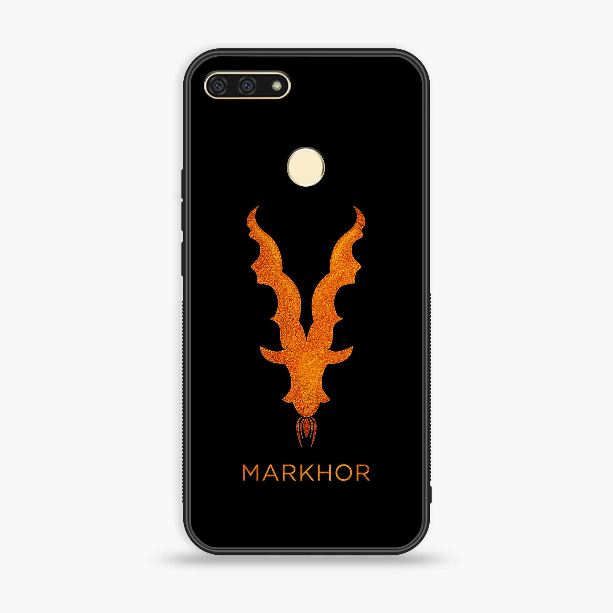 Honor 7A - Markhor Series - Premium Printed Glass soft Bumper shock Proof Case