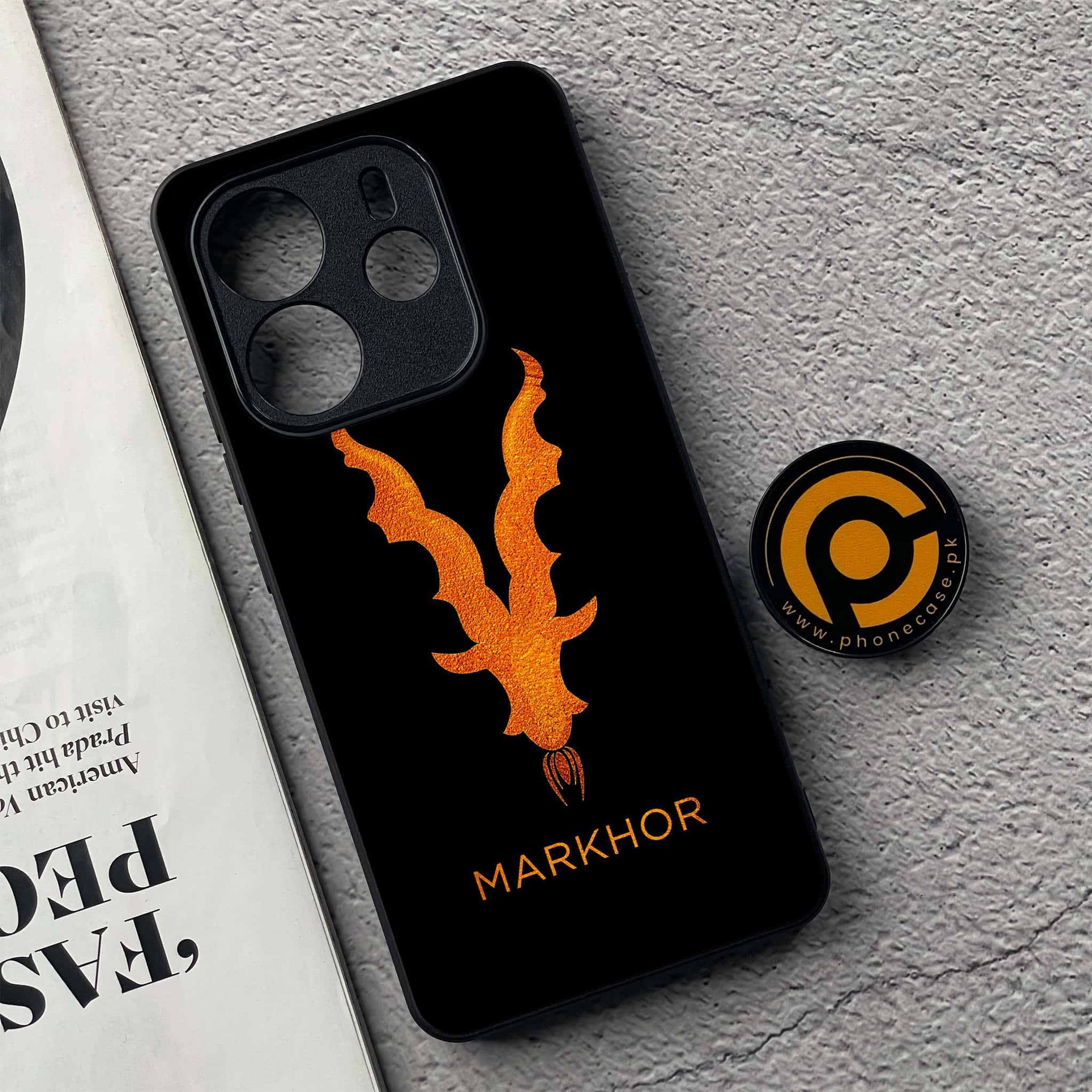 Xiaomi Redmi Note 14 - Markhor Series - Premium Printed Glass soft Bumper shock Proof Case