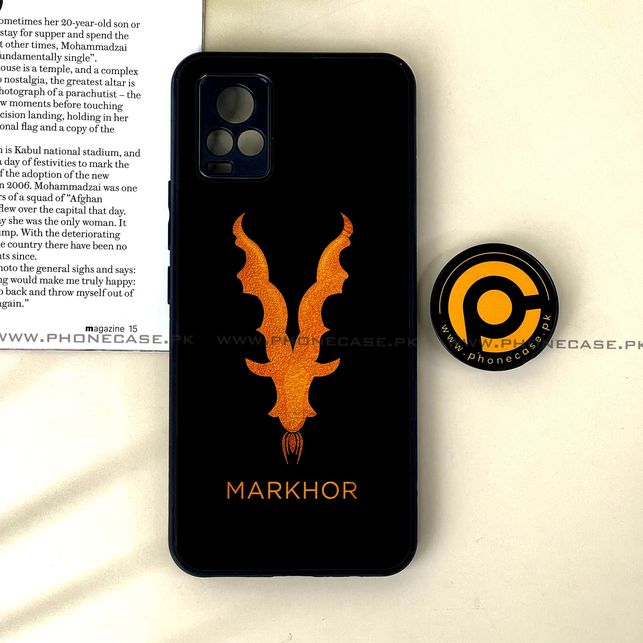 Vivo V20 - Markhor Series - Premium Printed Glass soft Bumper shock Proof Case