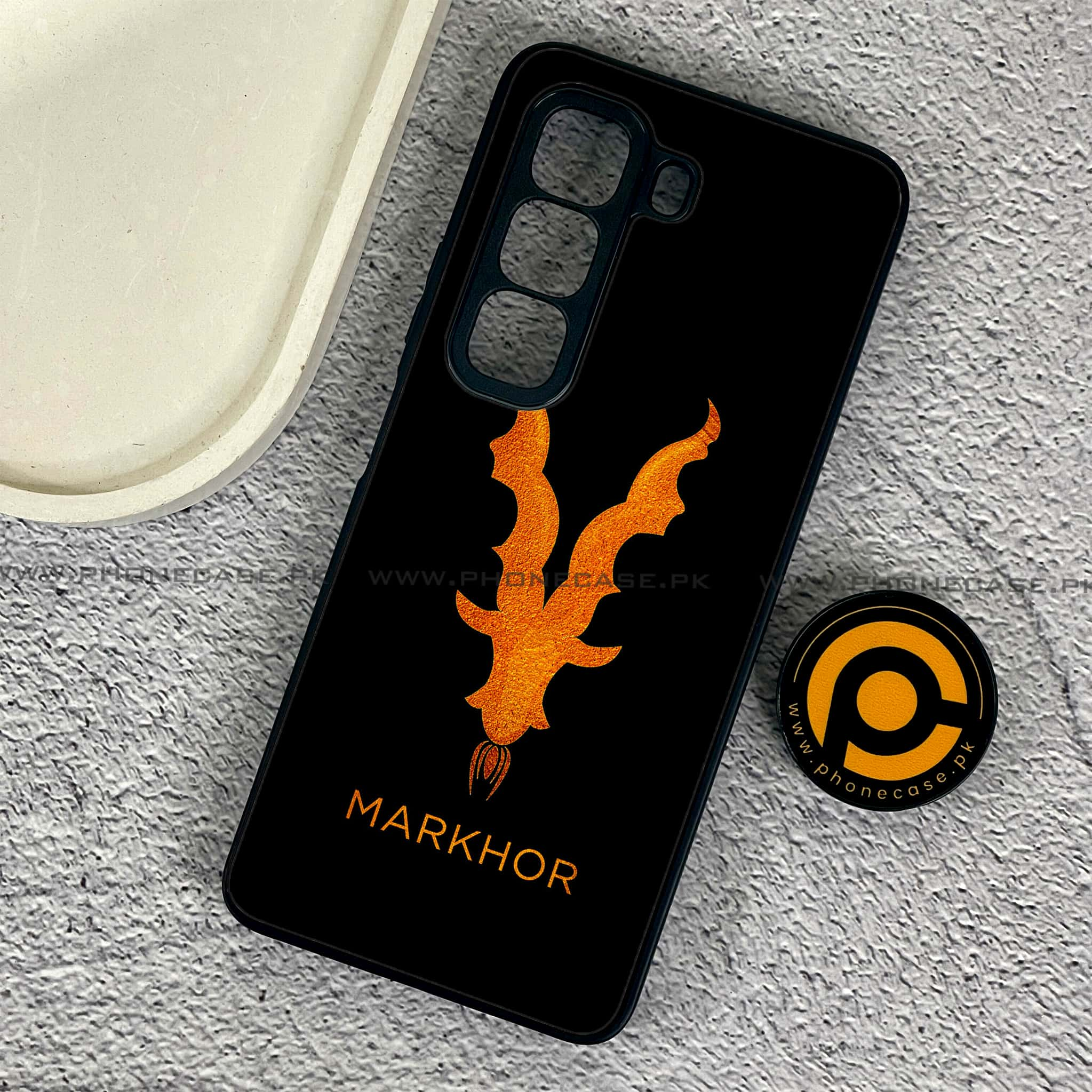 Infinix Hot 50 Pro - Markhor Series - Premium Printed Glass soft Bumper shock Proof Case