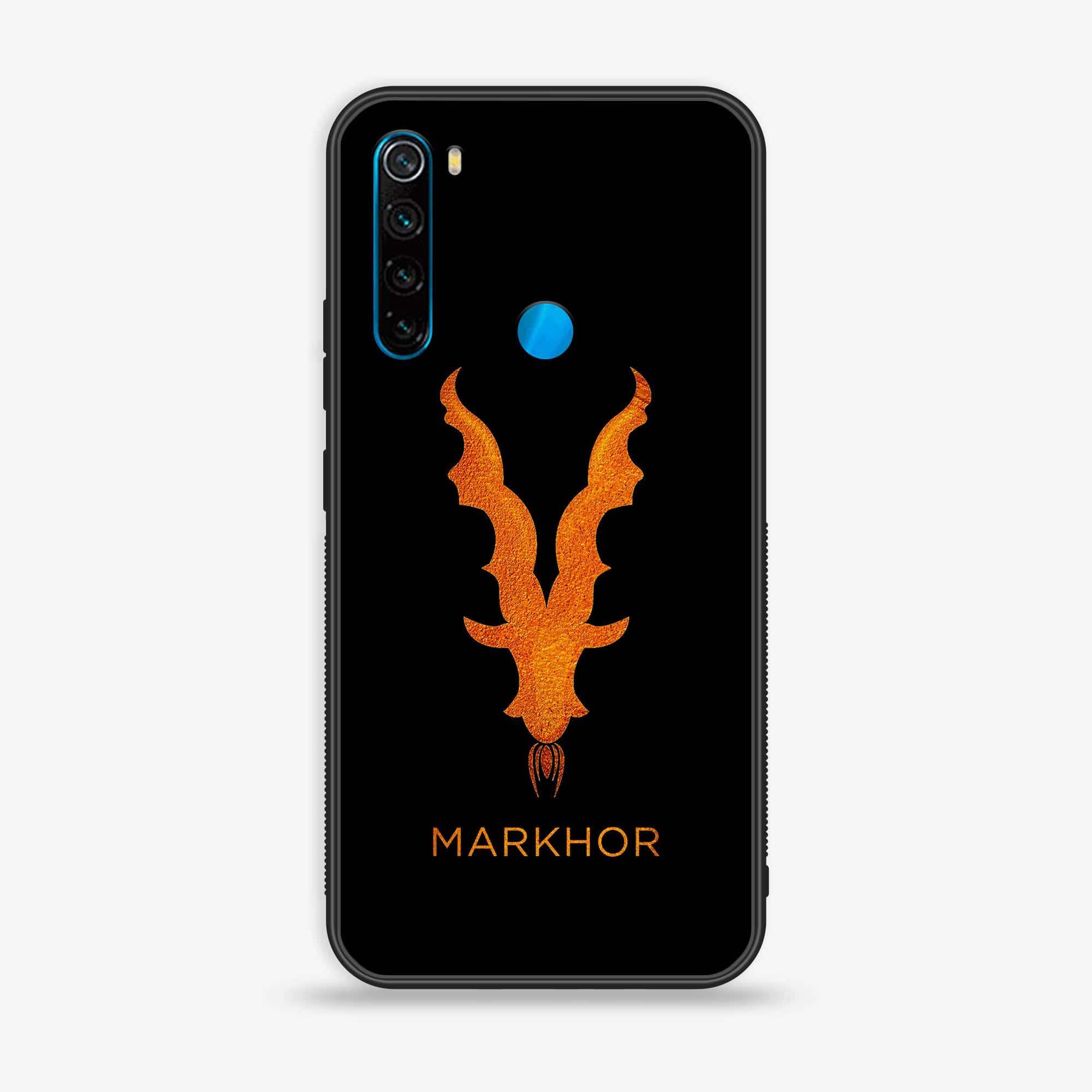 Redmi Note 8 - Markhor Series - Premium Printed Glass soft Bumper shock Proof Case