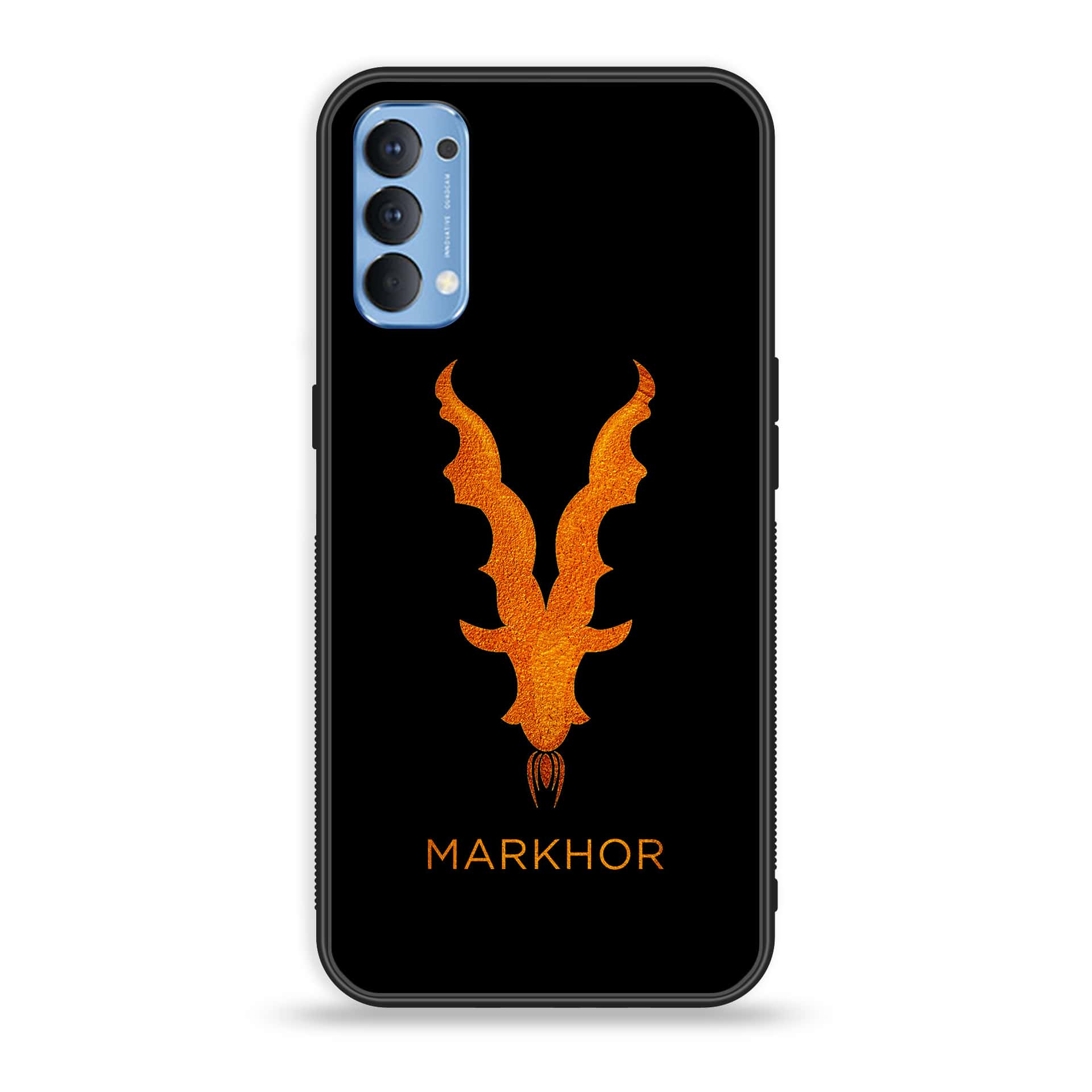 Oppo Reno 4 4G  Markhor Series  Premium Printed Glass soft Bumper shock Proof Case