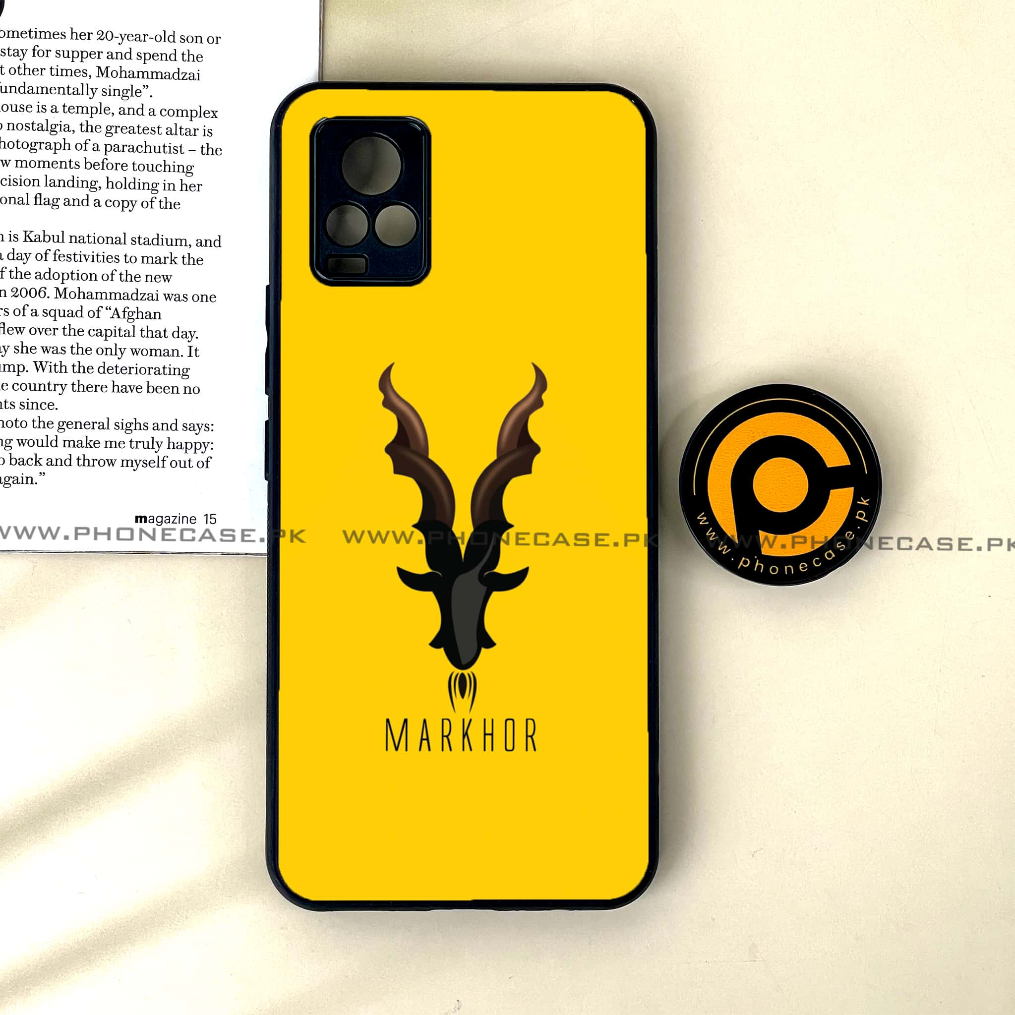 Vivo V20 - Markhor Series - Premium Printed Glass soft Bumper shock Proof Case