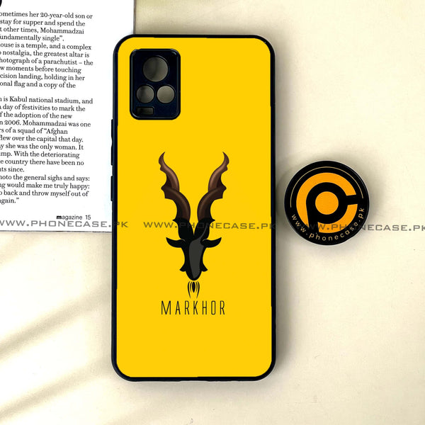 Vivo V20 - Markhor Series - Premium Printed Glass soft Bumper shock Proof Case