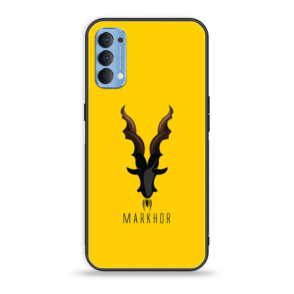 Oppo Reno 4 4G  Markhor Series  Premium Printed Glass soft Bumper shock Proof Case