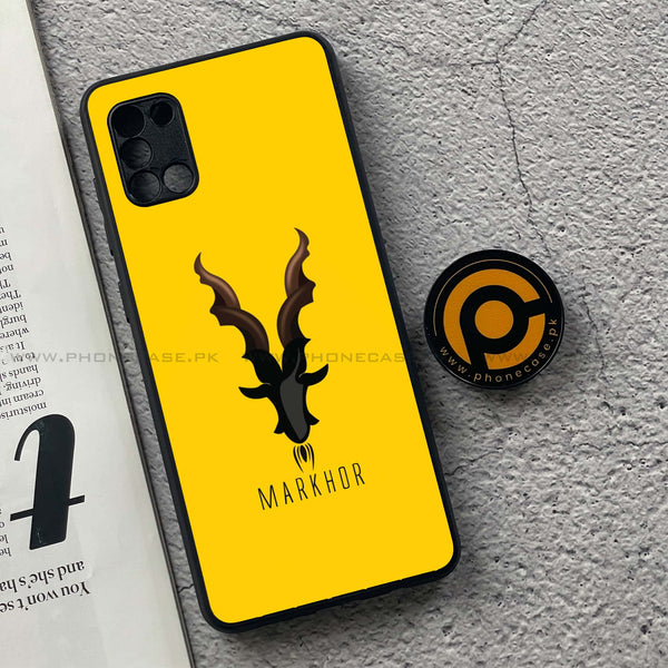 Samsung Galaxy A31 - Markhor Series - Premium Printed Glass soft Bumper shock Proof Case