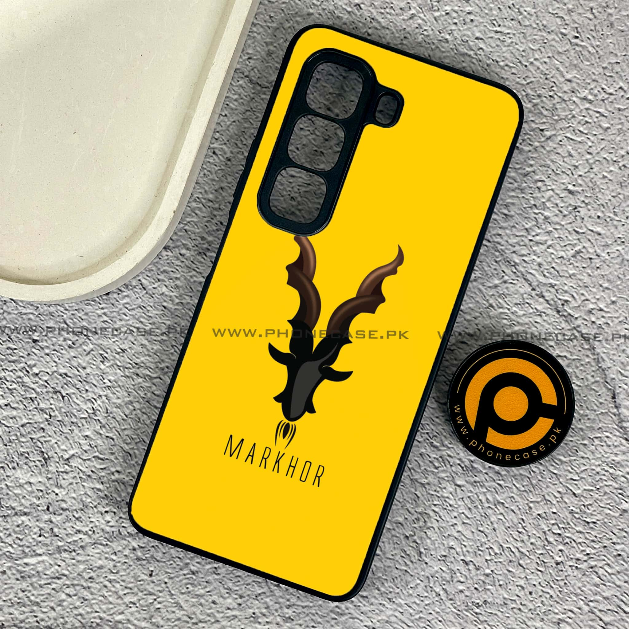 Infinix Hot 50 Pro - Markhor Series - Premium Printed Glass soft Bumper shock Proof Case