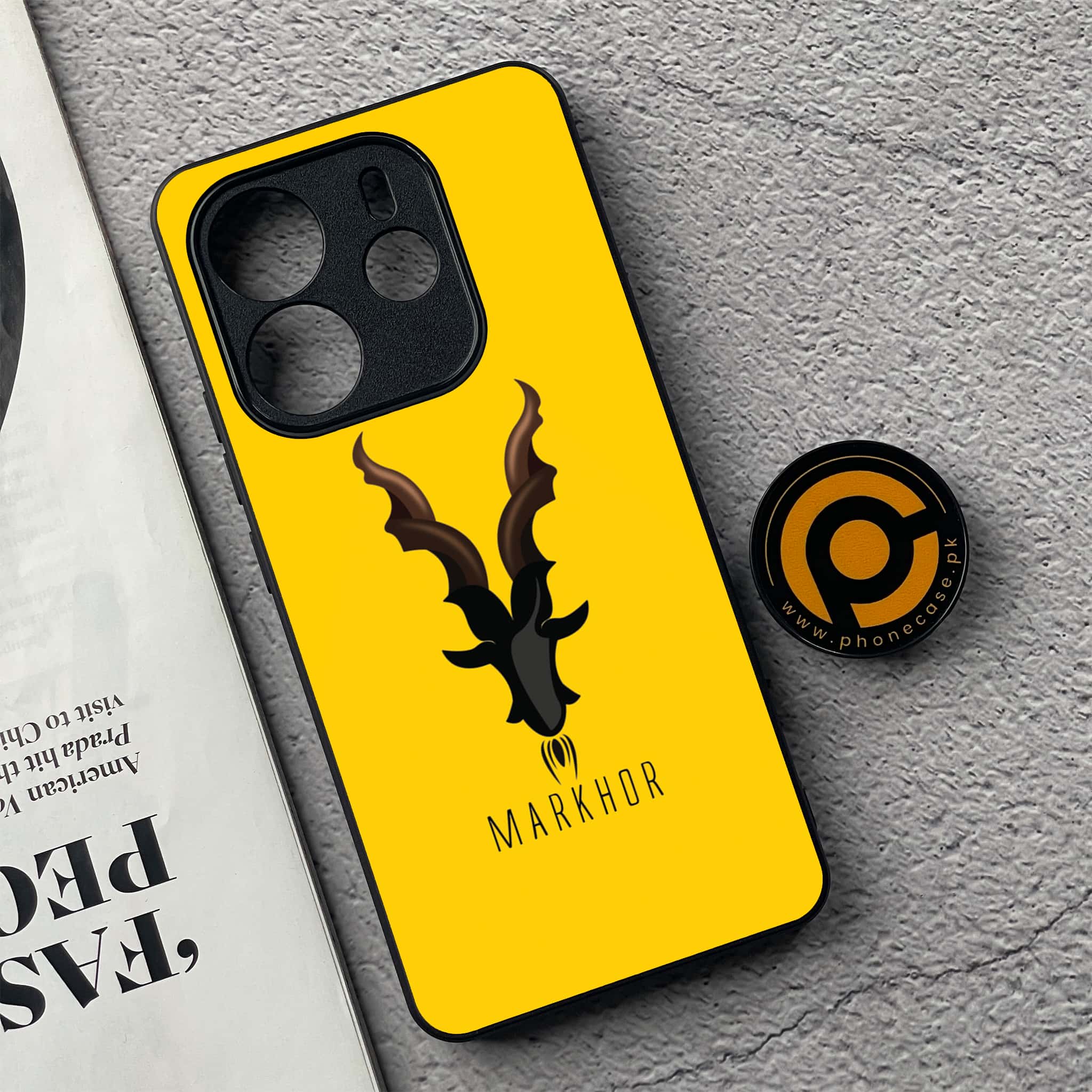 Xiaomi Redmi Note 14 - Markhor Series - Premium Printed Glass soft Bumper shock Proof Case