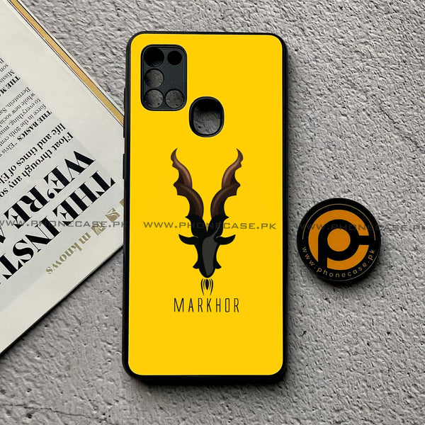 Samsung Galaxy A21s - Markhor Series - Premium Printed Glass soft Bumper shock Proof Case